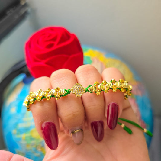Brazalete Ajustable Buena Suerte Oro Laminado 18k