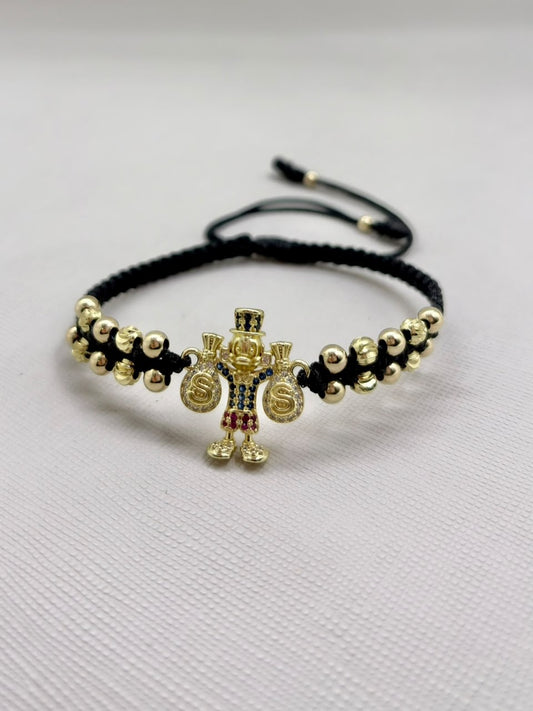 Brazalete Bolsa De Dinero Tio Rico Oro Laminado 18k