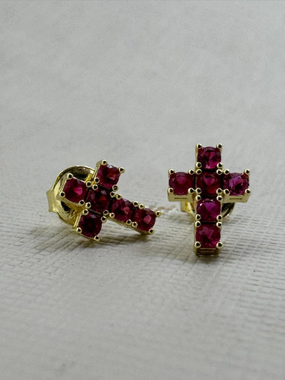 Arete Cruz Seis Circonias Oro Laminado 18k