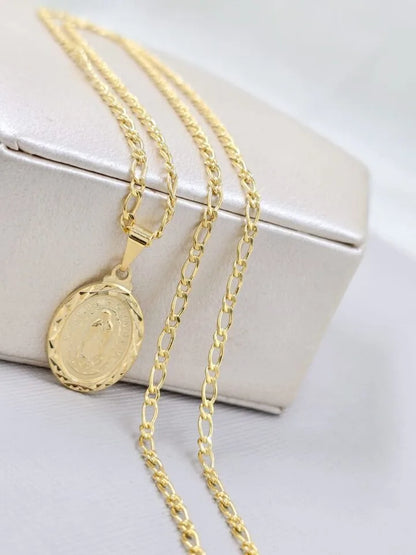 Colgante Guadalupe Mediana Diamantada Oro Laminado 18k