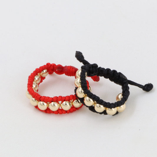 Anillo Tejido Tubular Macramé Oro Laminado 18k
