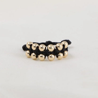 Anillo Doble Balín Macramé Oro Laminado 18k