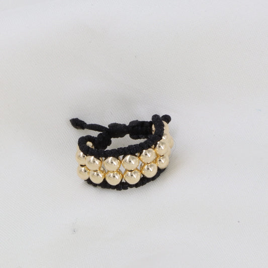 Anillo Doble Tejido Tubular Macramé Oro Laminado 18k