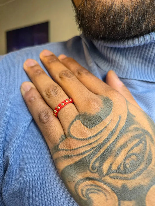 Anillo Tejido Macramé Unisex Oro Laminado 18k