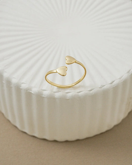 Anillo Corazones Ajustable Oro Laminado 18k