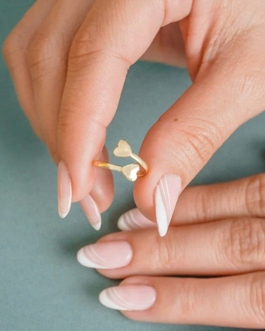 Anillo Corazones Ajustable Oro Laminado 18k