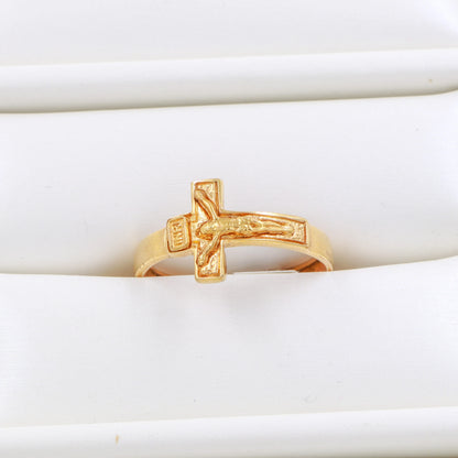 Anillo Cristo Madero Oro Laminado 18k