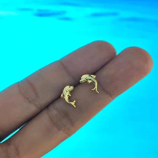 Aros Delfin Oro Laminado 18k
