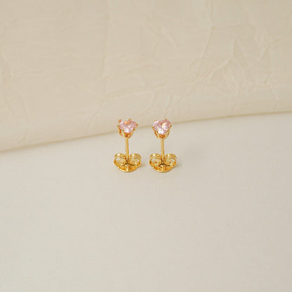 Arete Topo Corazón Ciconia Oro Laminado 18k