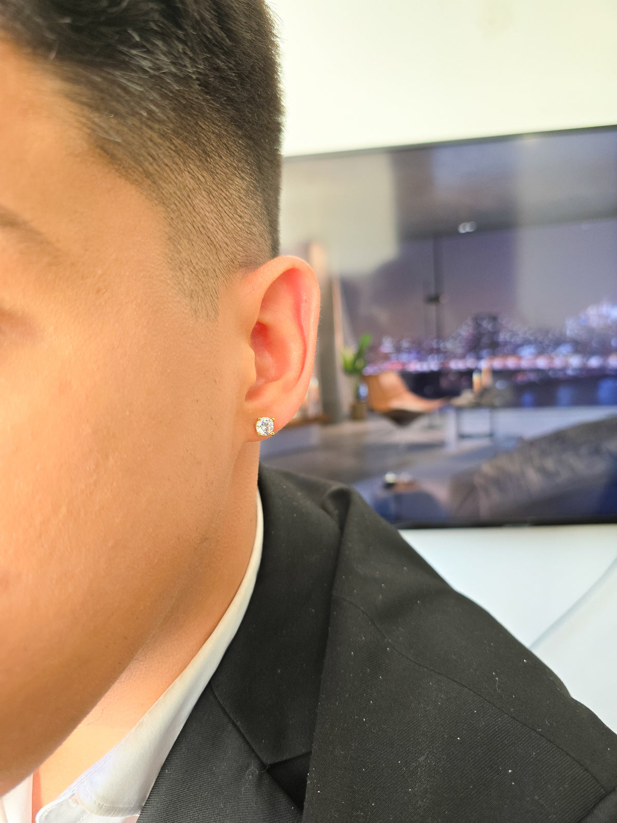 Arete Topo Swarovski Cuatro Puntos Oro Laminado 18k