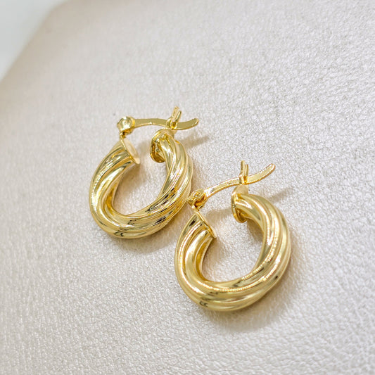 Aros Twisted Stripes 2cm Oro Laminado 18k