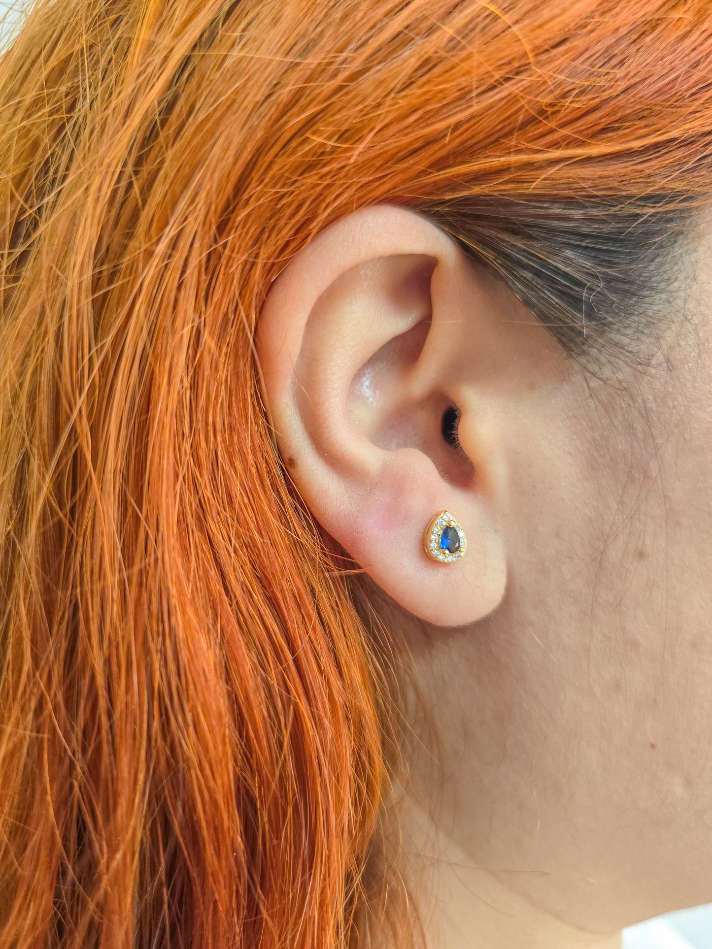 Arete Gota Bordes Circonias Oro Laminado 18k
