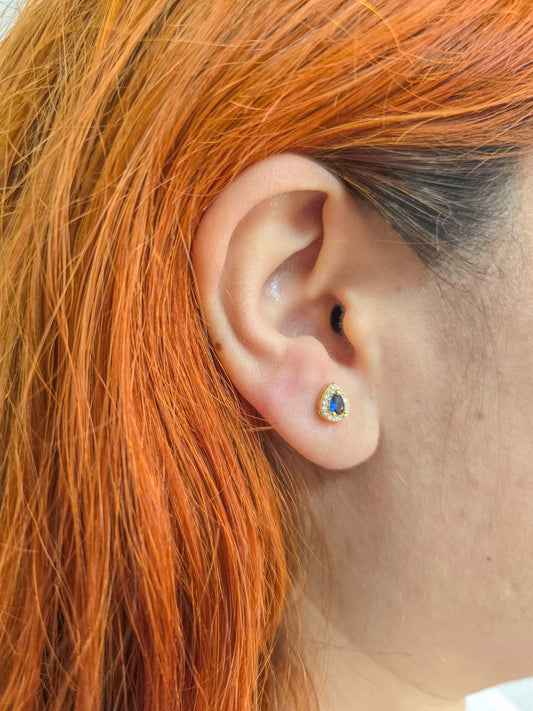 Arete Gota Bordes Circonias Oro Laminado 18k