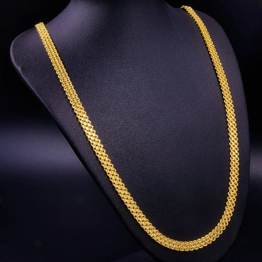 Cadena Tejido Chino Doble Carril Oro Laminado 18k