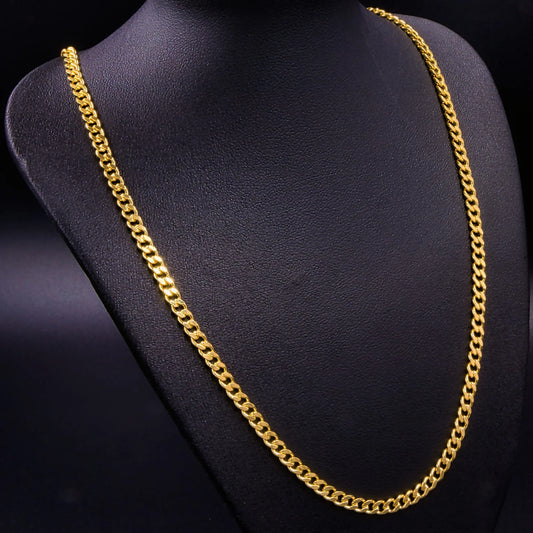 Cadena Cubana Semi-Delgada Oro Laminado 18k