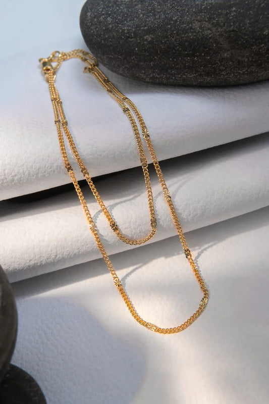 Cadena Cubana Con Destellos Oro Laminado 18k