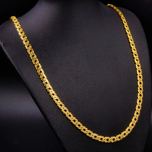 Cadena Tejido Cubana Cruzada Gruesa Oro Laminado 18k