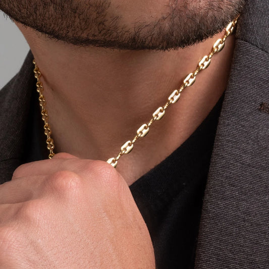 Cadena Tejido Gucci Semi Gruesa Oro Laminado 18k