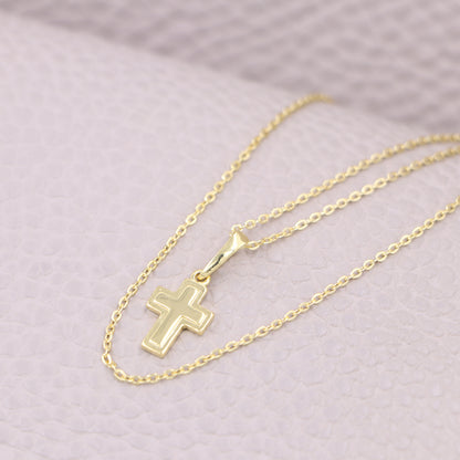 Cadena Tejido Aros Y Colgante Cruz Superpuesta Oro Laminado 18k