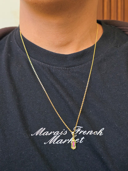 Cadena Tejido Aros Delgada Oro Laminado 18K