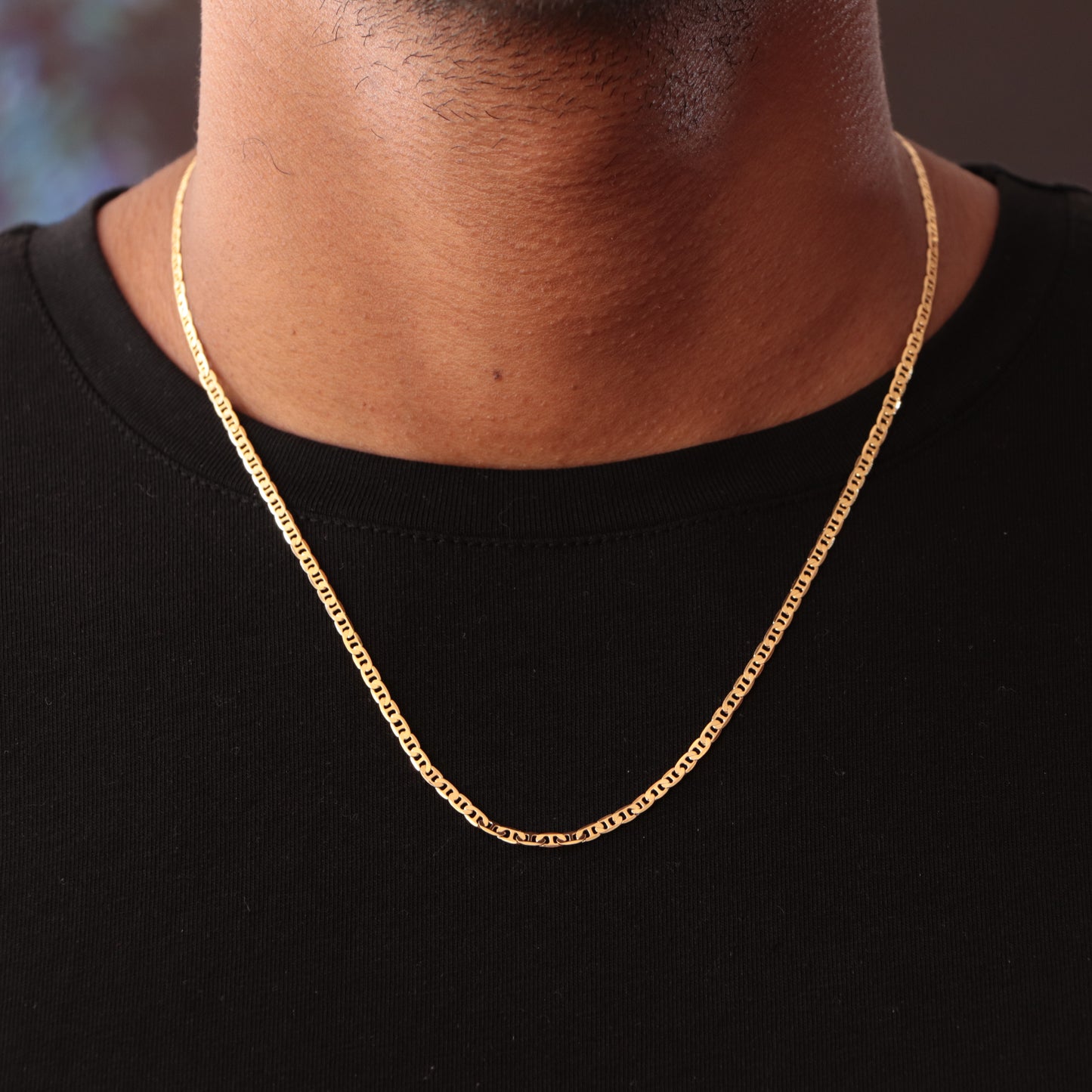 Cadena tejido Escalera unisex Oro Laminado 18k