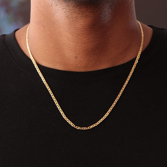 Cadena tejido Escalera unisex Oro Laminado 18k