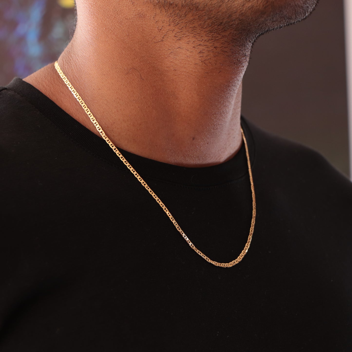 Cadena tejido Escalera unisex Oro Laminado 18k