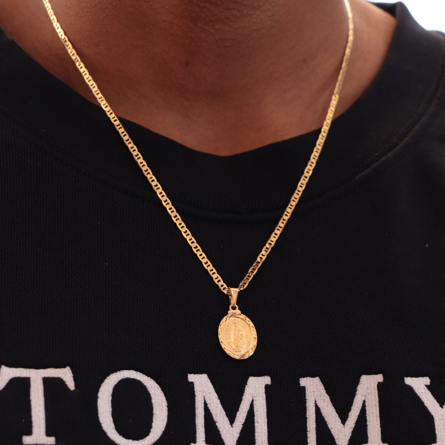 Cadena tejido Escalera unisex Oro Laminado 18k