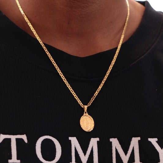 Cadena tejido Escalera unisex Oro Laminado 18k