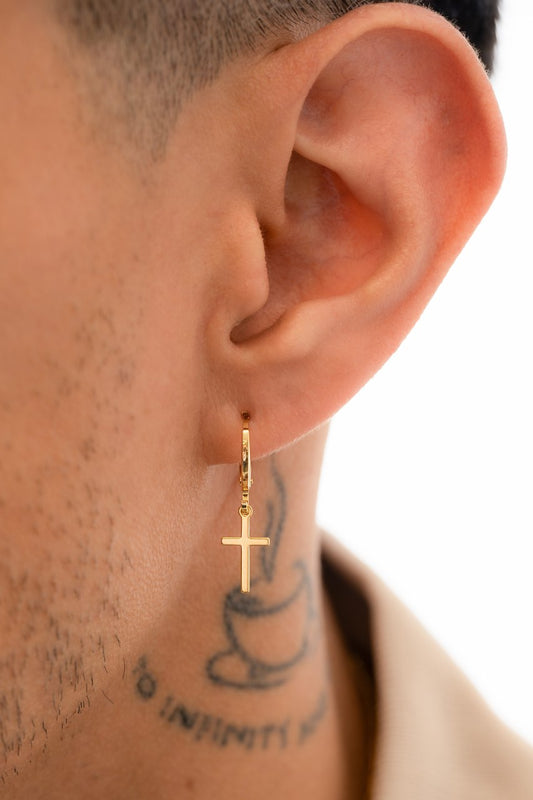 Aros Candonga Cruz Oro Laminado 18K