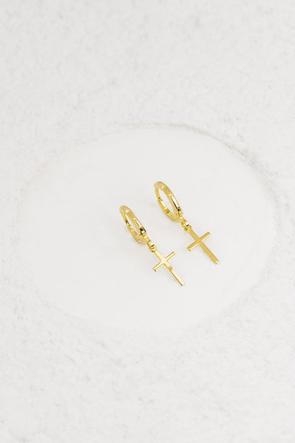 Aros Candonga Cruz Oro Laminado 18K