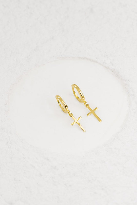 Aros Candonga Cruz Oro Laminado 18K