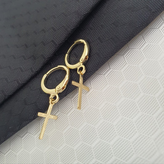 Aros Candonga Cruz Oro Laminado 18K