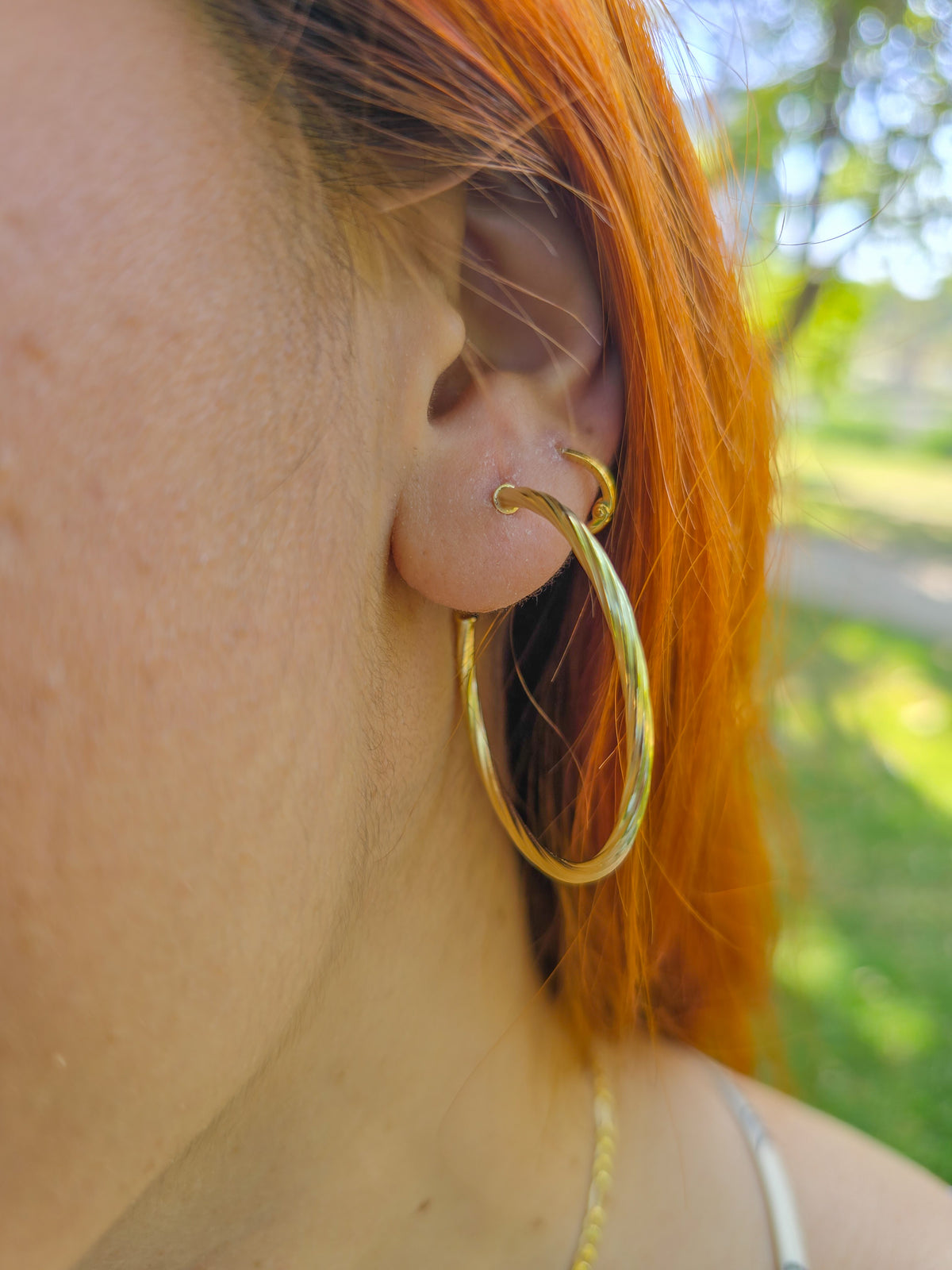 Arete Candonga Espiral Mediana Oro Laminado 18k