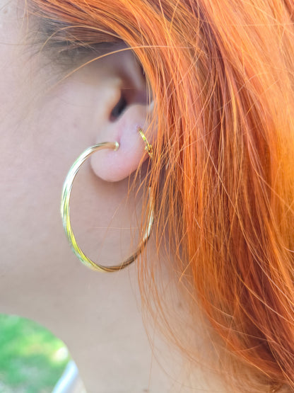 Arete Candonga Espiral Mediana Oro Laminado 18k