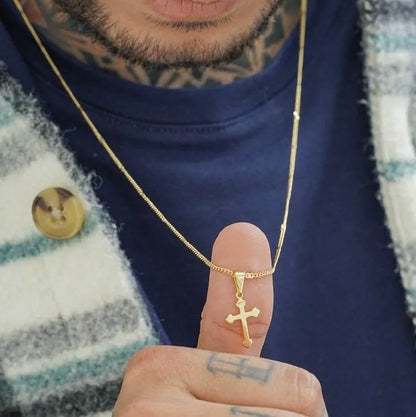 Colgante Cruz Inri Delgada Oro Laminado 18k