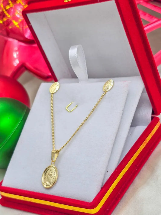 Conjunto virgen de Guadalupe Oro Laminado 18k
