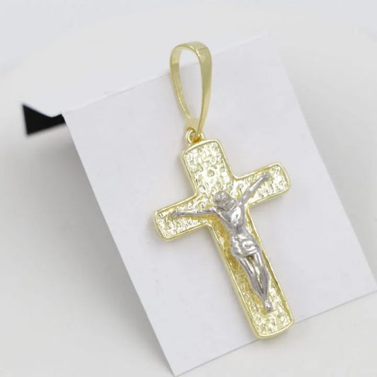 Colgante Cruz Dos Tonos Grande Oro Laminado 18k