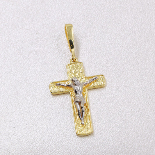 Colgante Cruz Dos Tonos Grande Oro Laminado 18k