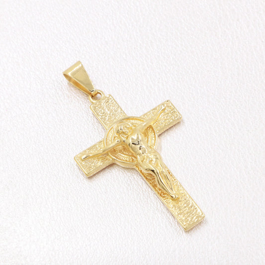 Colgante Cruz San Benito Grande Oro Laminado 18k