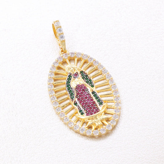 Colgante Virgen Guadalupe Swarovski Grande Oro Laminado 18k