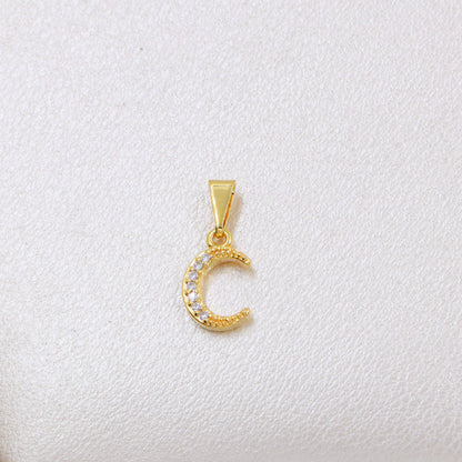 Colgante Media Luna Circonias Oro Laminado 18k