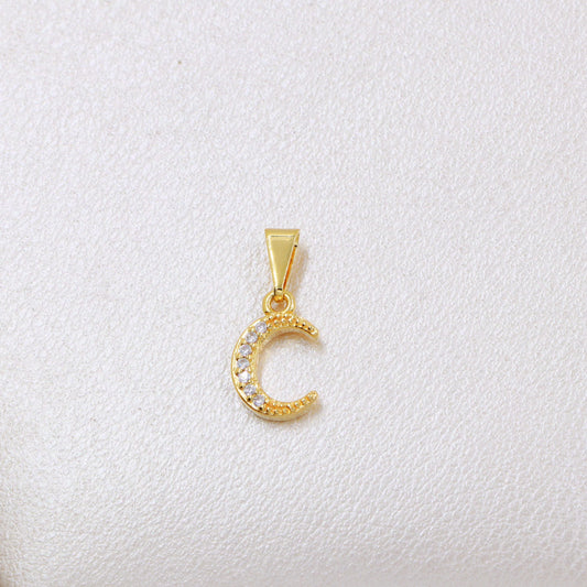 Colgante Media Luna Circonias Oro Laminado 18k