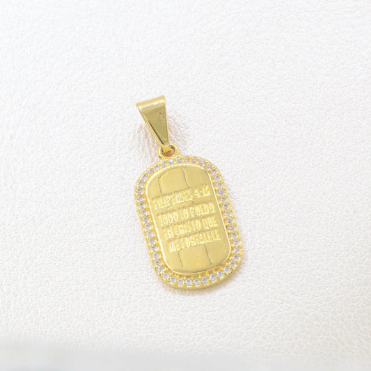 Colgante Placa Filipenses 4:13 Oro Laminado 18k