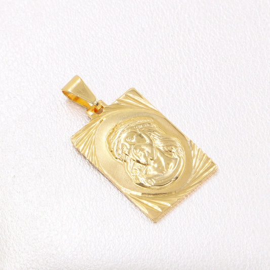 Colgante Rostro Placa Diamantada Oro Laminado 18k