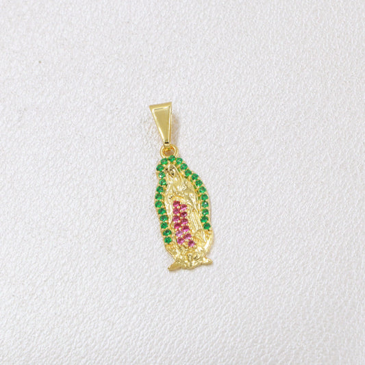 Colgante Guadalupe Silueta Circonias Oro Laminado 18k