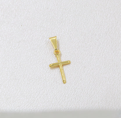 Colgante Cruz Tubular Delgada Oro Laminado 18k