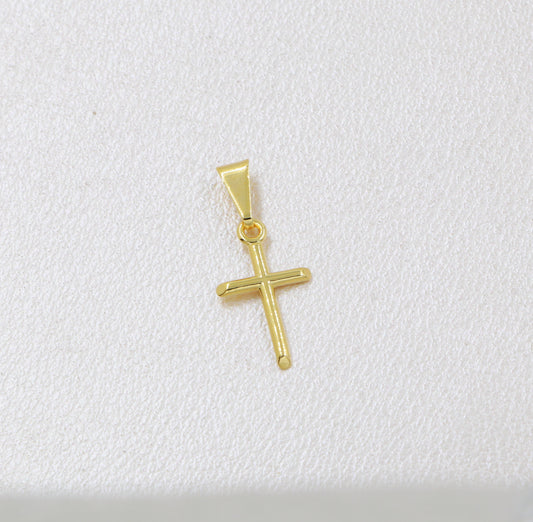 Colgante Cruz Tubular Delgada Oro Laminado 18k