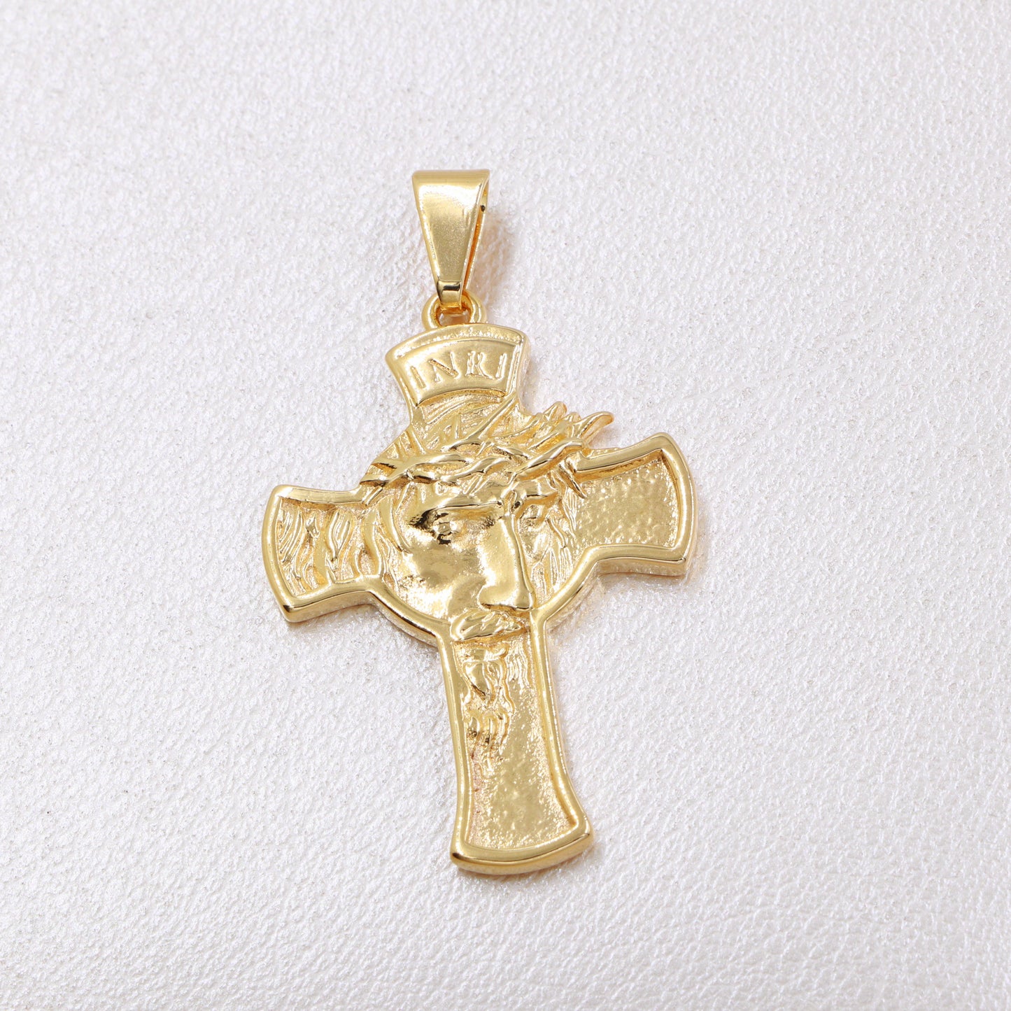 Colgante Cruz Rostro Oro Laminado 18k