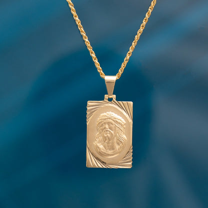 Colgante Rostro Placa Diamantada Oro Laminado 18k
